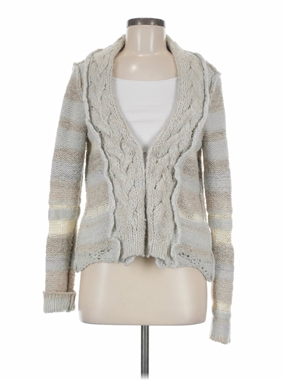 Free People Wool Alpaca Blend Chunky Cable Knit Cardigan Sweater